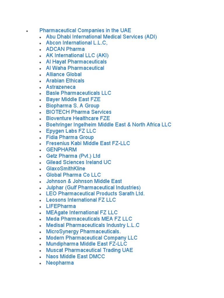 Pharmaceutical Companies in The UAE PDF