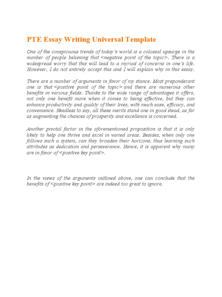 sample essay for pte