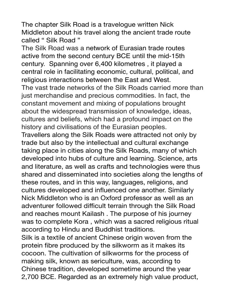 History of Silk Trade | Download Free PDF | Silk Road | Silk