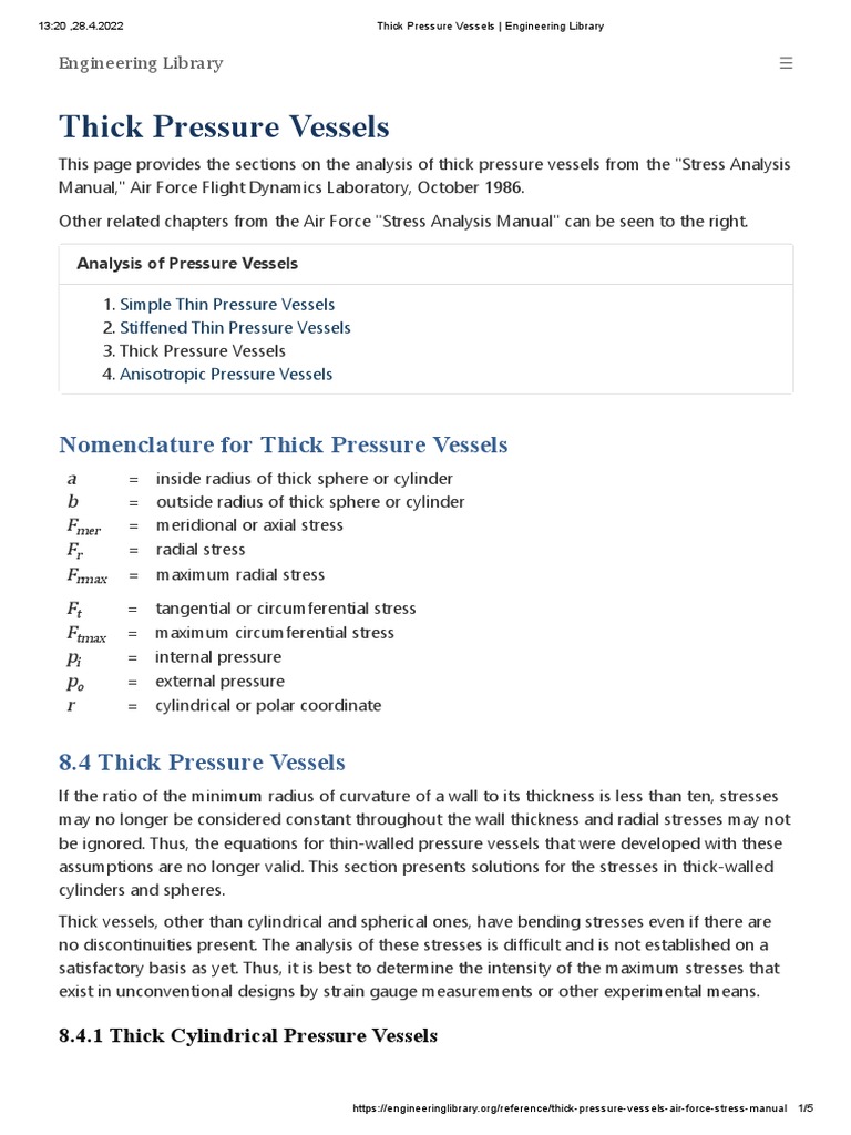 Thick Pressure Vessels - Engineering Library | PDF | Stress (Mechanics ...