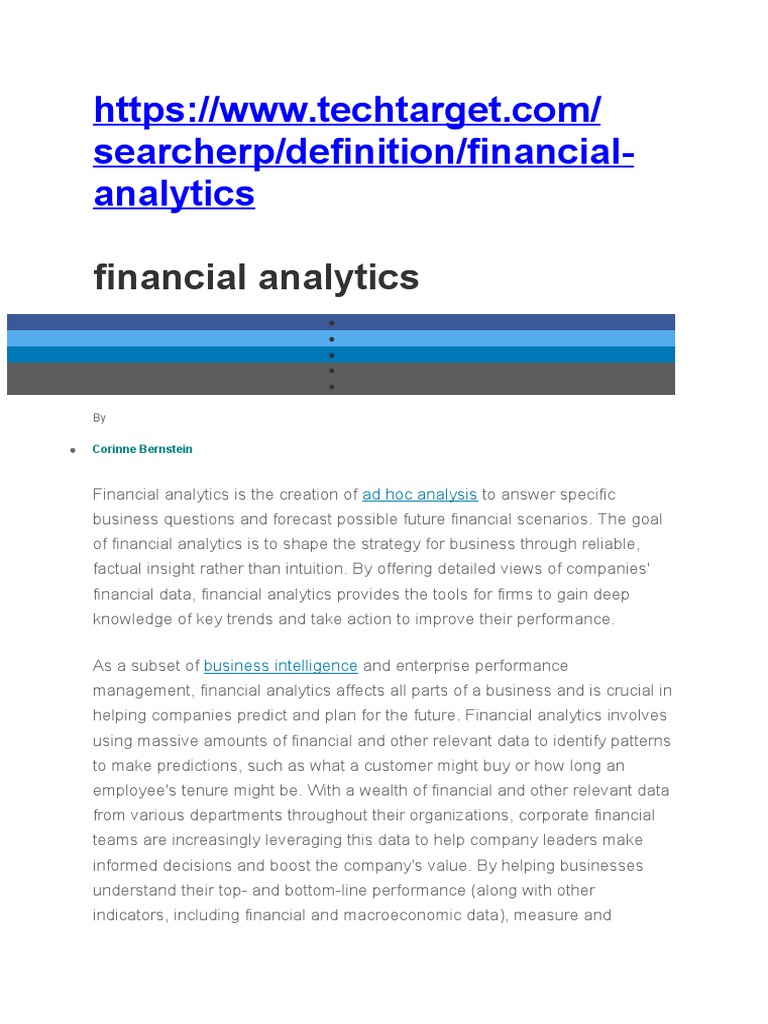 03 Financial Analytics | PDF | Analytics | Predictive Analytics
