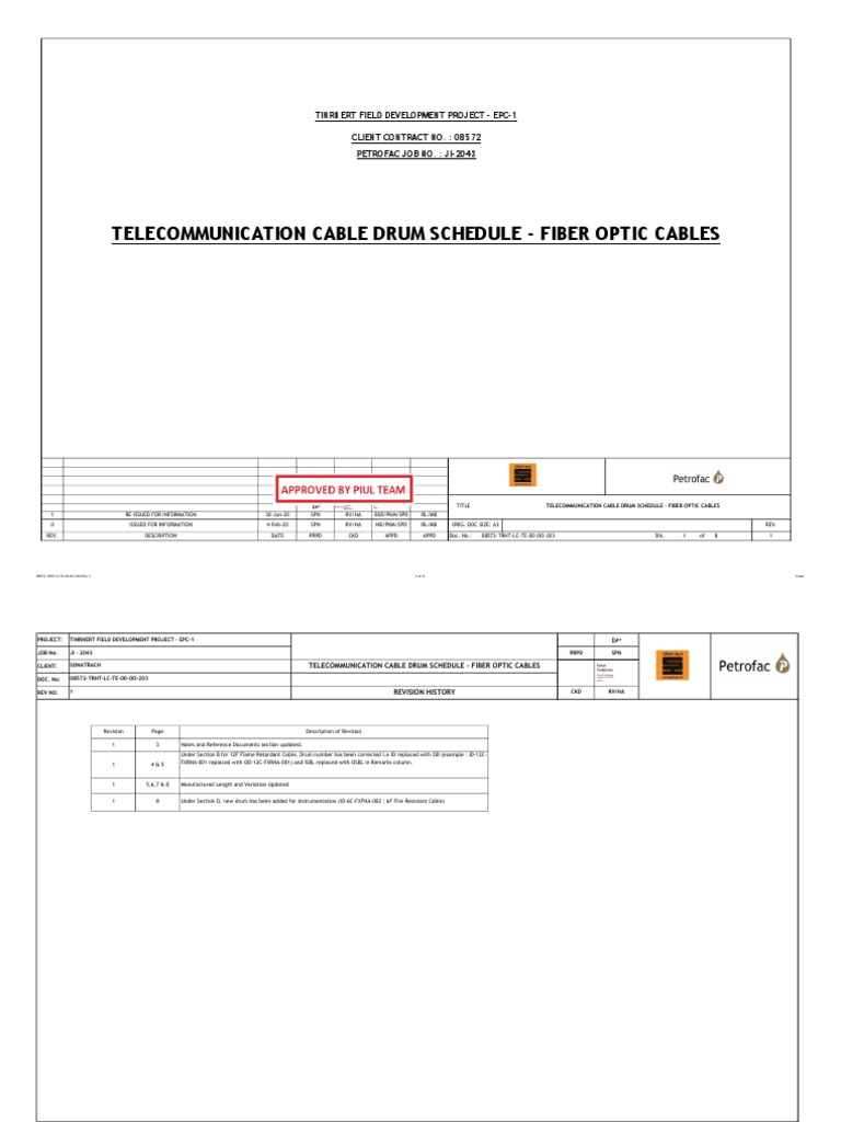 Cable Drum Schedule PDF Optical Fiber Glass