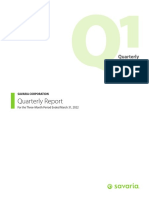 Savaria Quarterly Report 2022 Q1