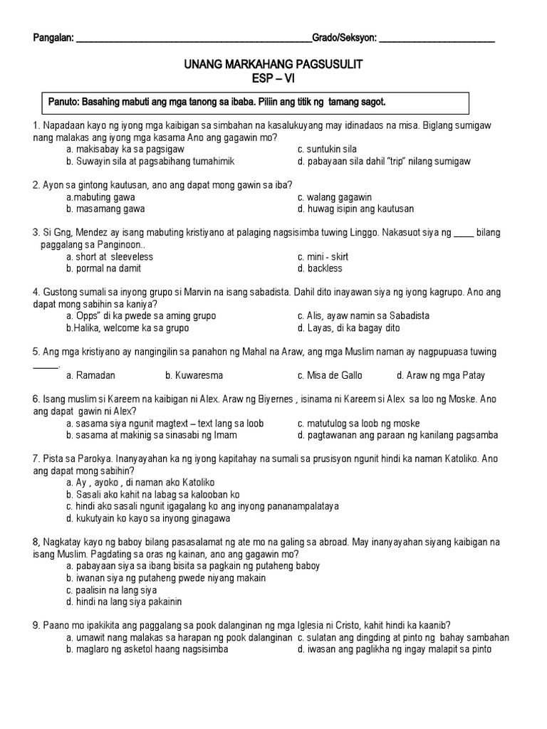 PT - Esp 6 - Q1 | PDF