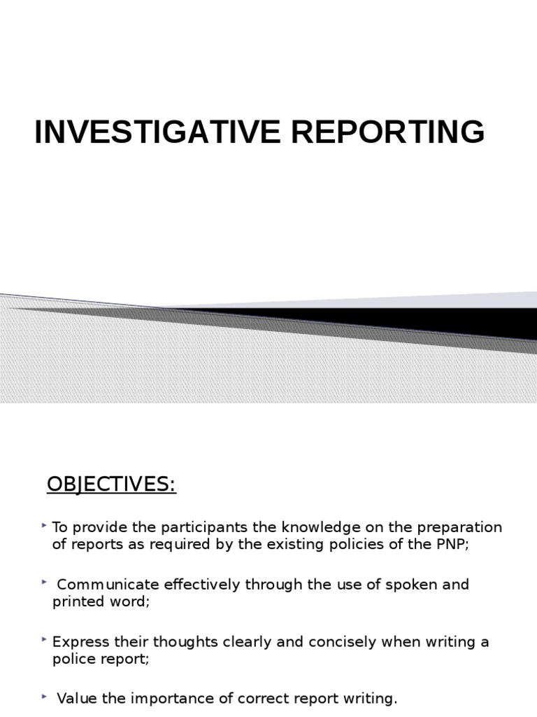 Investigative Report Writing Guide | PDF | Memorandum | Police