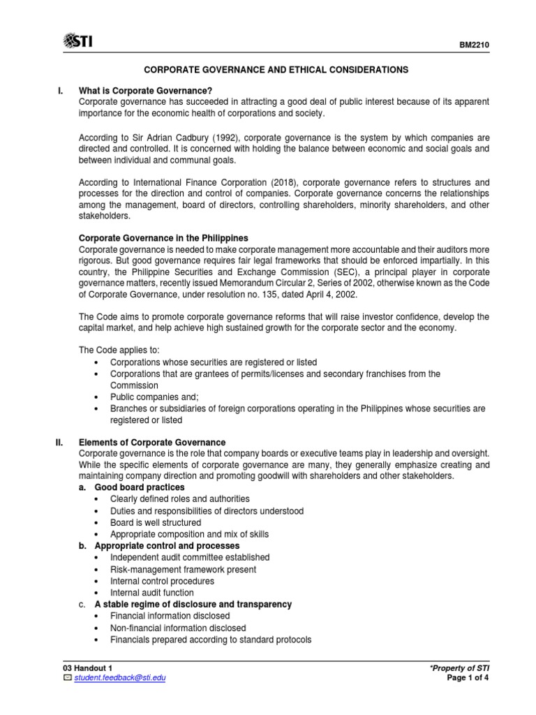 Corporate Governance, Ethics, and Theories of Management: An Overview ...