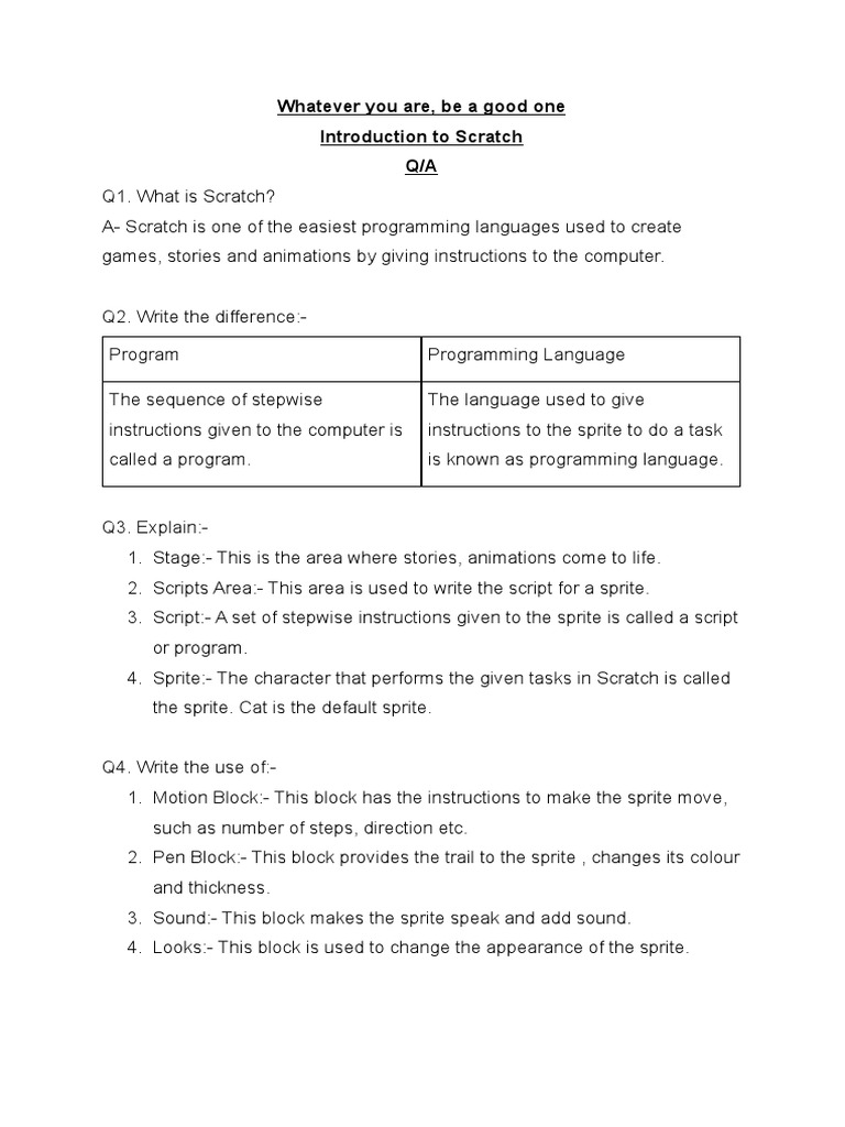 Introduction To Scratch | PDF