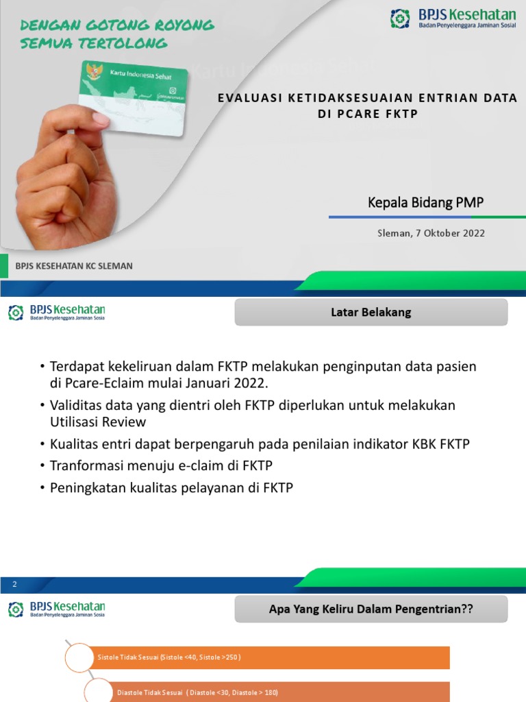 Materi Evaluasi Ketidaksesuaian Data Pengentrian Pcare | PDF