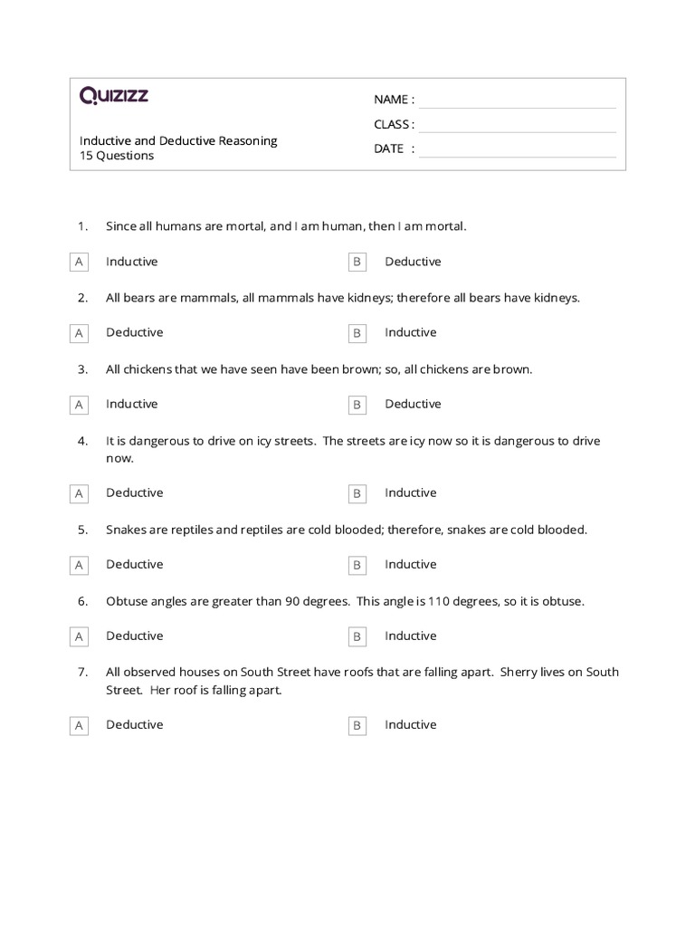 Inductive and Deductive Reasoning-Answers | PDF | Deductive Reasoning ...