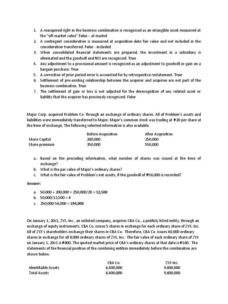 Accounting For Business Combination Practice Material 3 PDF