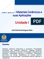 Materiais Cerâmicos Unidade I Introdução