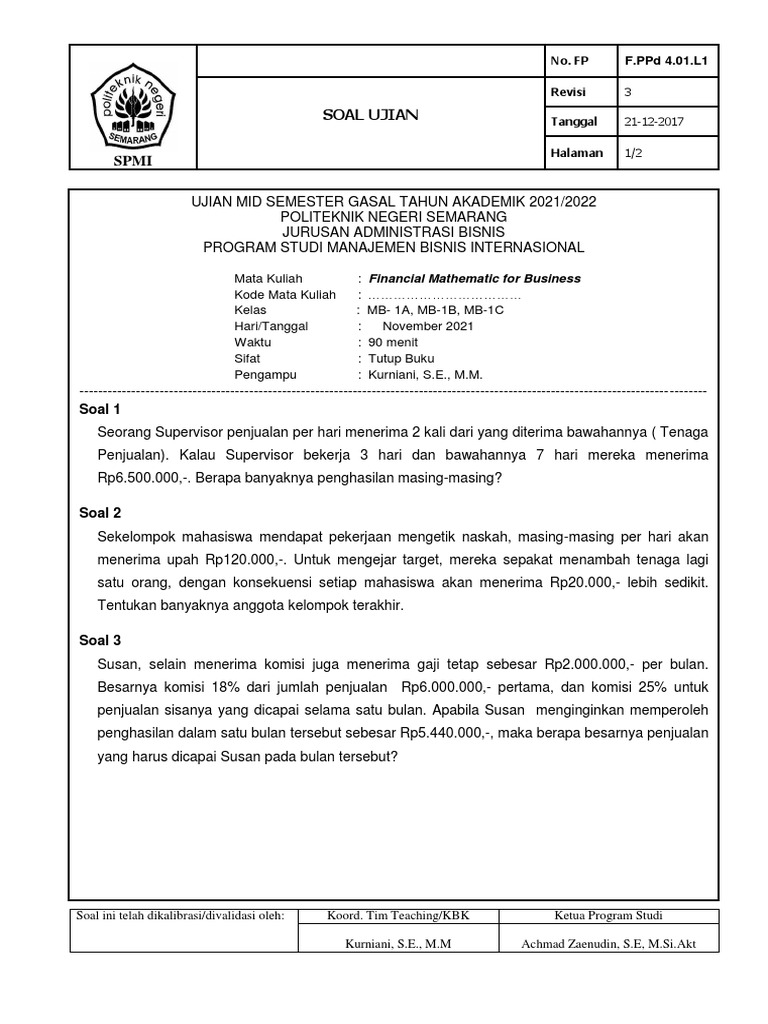 Financial mathematics mid semester exam questions pdf