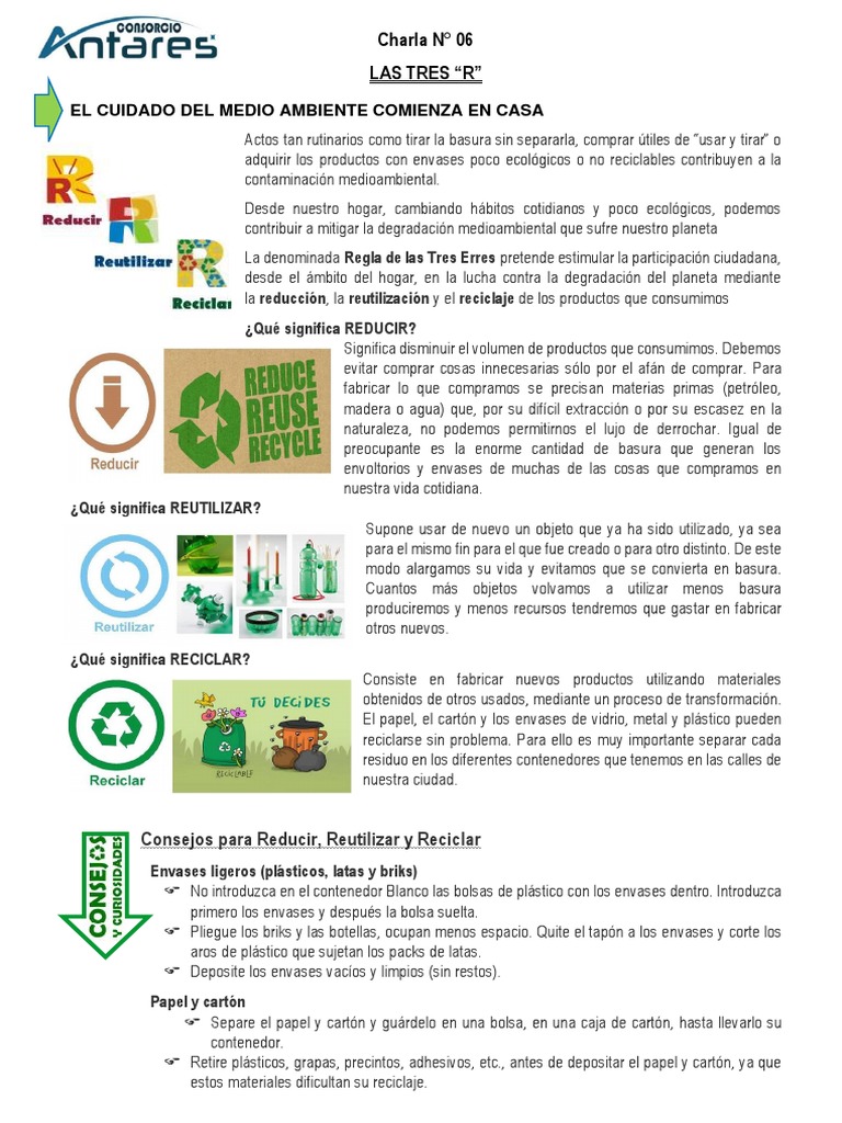 Charla #06. LAS TRES R | PDF | Residuos | Reciclaje