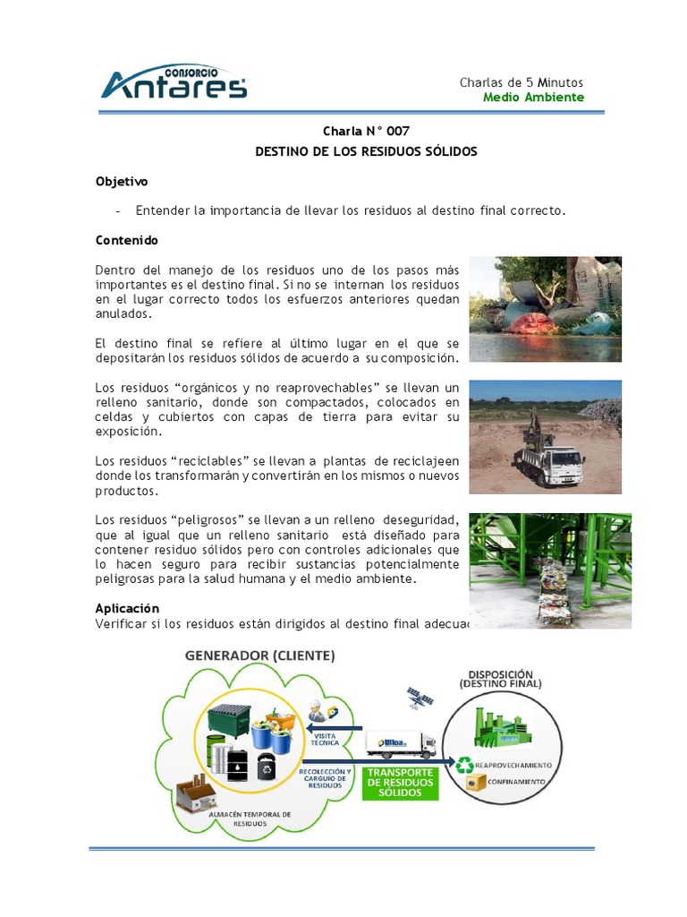 Charla #07. DESTINO DE LOS RESIDUOS | PDF