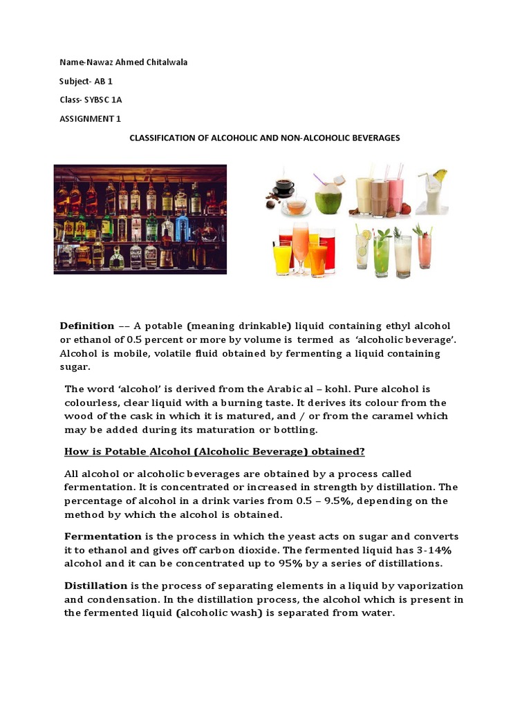 Classification of Alcoholic and NonAlcoholic Beverages Download Free