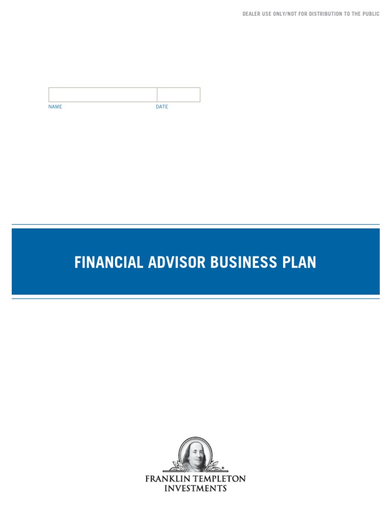 Printable Financial Advisor Business Plan PDF Swot Analysis Business