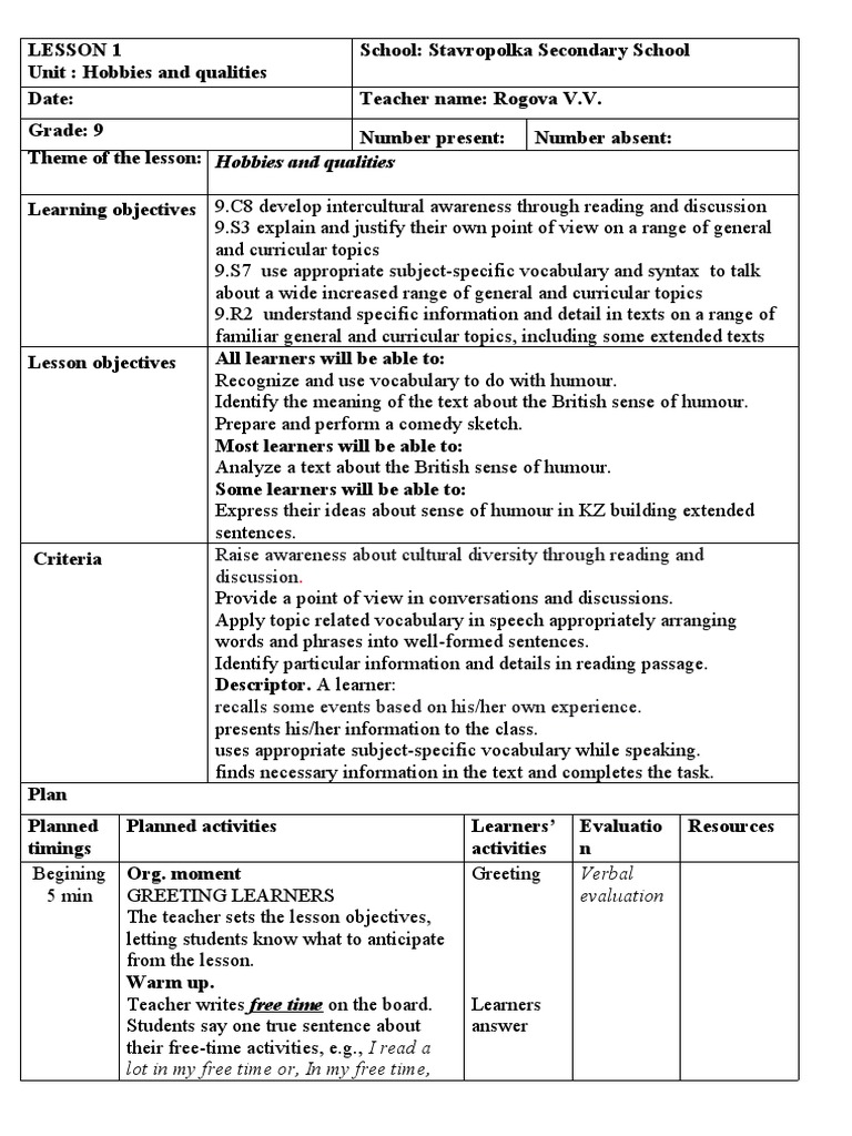 9 Класс 1 Четверть | PDF | Vocabulary | Learning