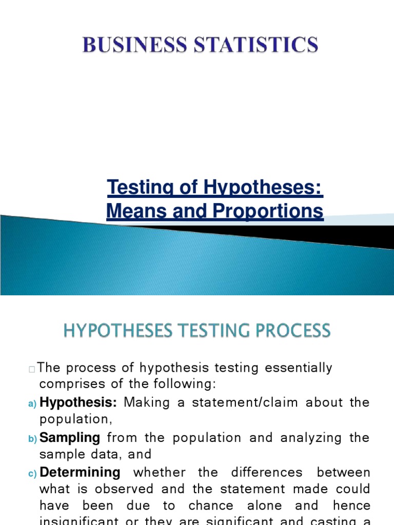 Hypothesis Testing in Business Statistics | PDF