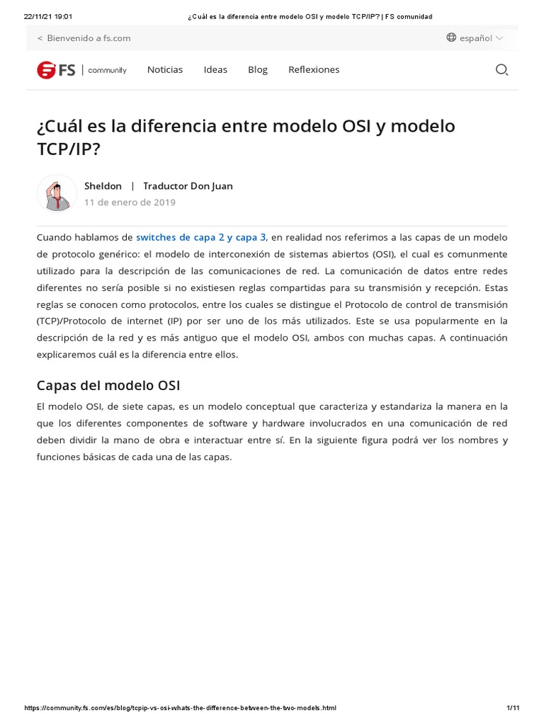Diferencias entre modelos TCP/IP y OSI | PDF | Modelo osi | Protocolos ...
