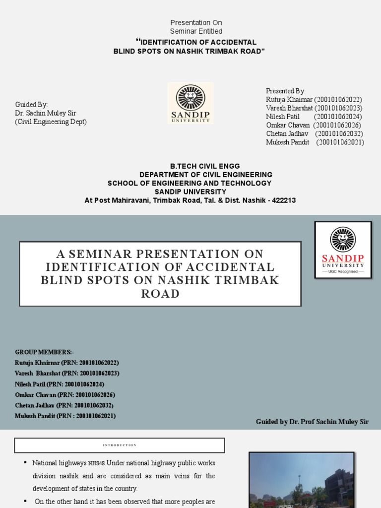 Identification of Accidental Blind Spots On Nashik Trimbak Road" PDF