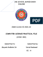 CBSE Class XI Computer Science Practical File