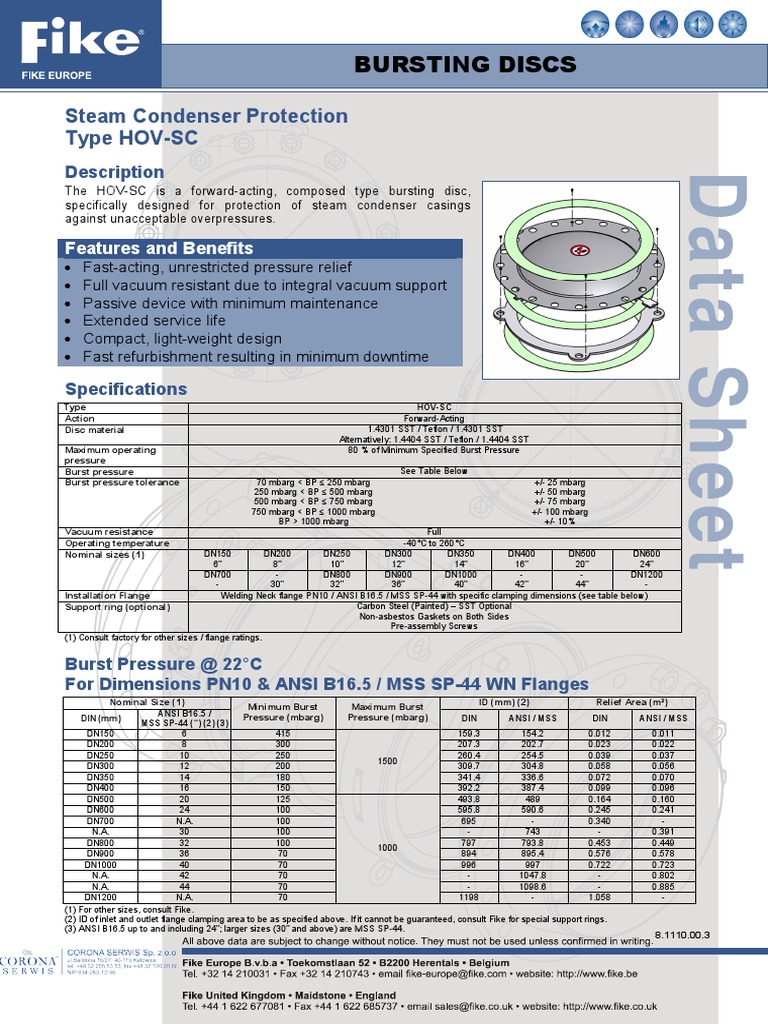 Protection of Steam Condenser Casings Specifications and Features of