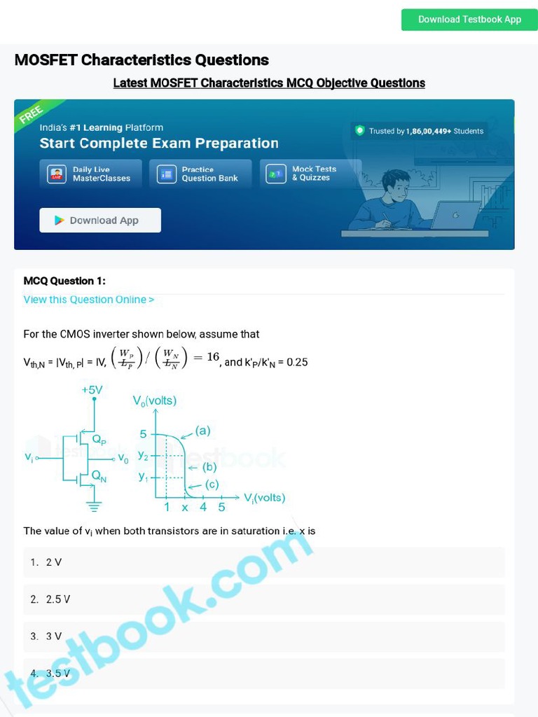 MCQ On Mosfet Characteristics 5eea6a1539140f30f369f3bd PDF