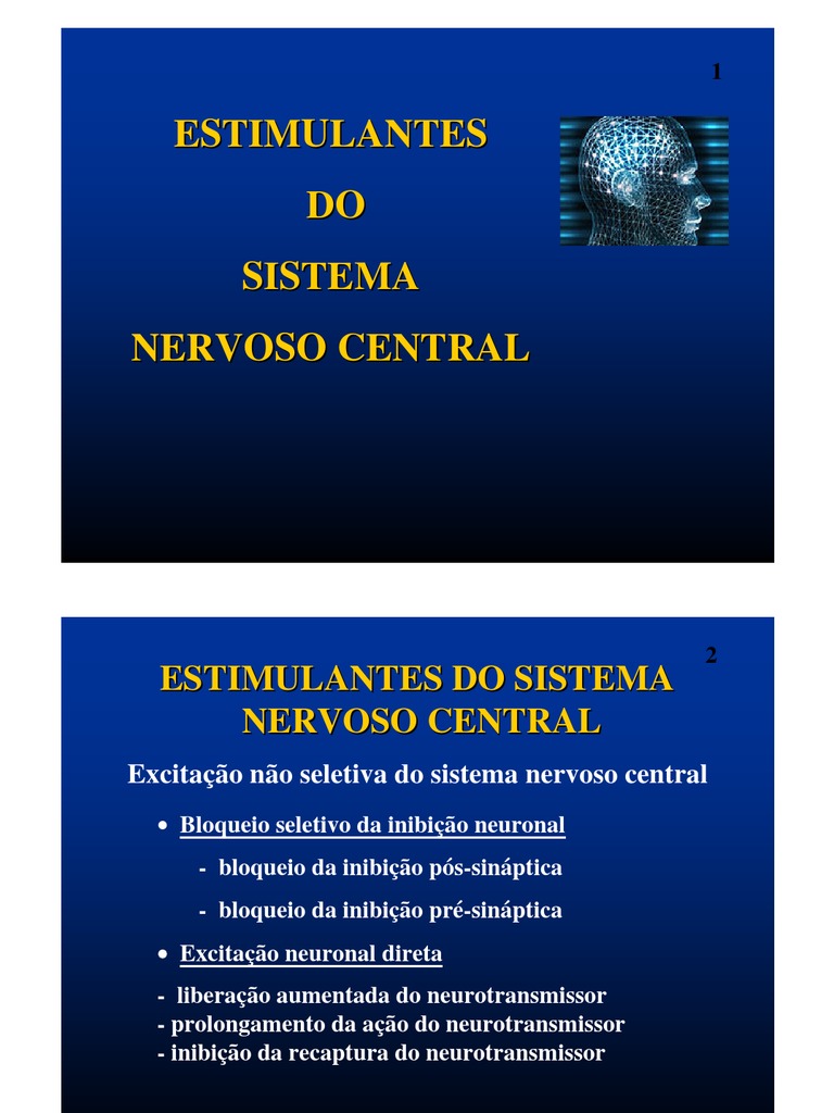 Estimulantes do Sistema Nervoso Central | PDF | Cocaína | Neurotransmissor