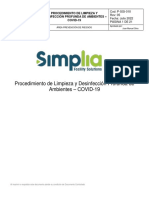 P-SGI-010 Procedimiento de Limpieza y Desinfección Profunda de Ambientes COVID19 Julio 2022