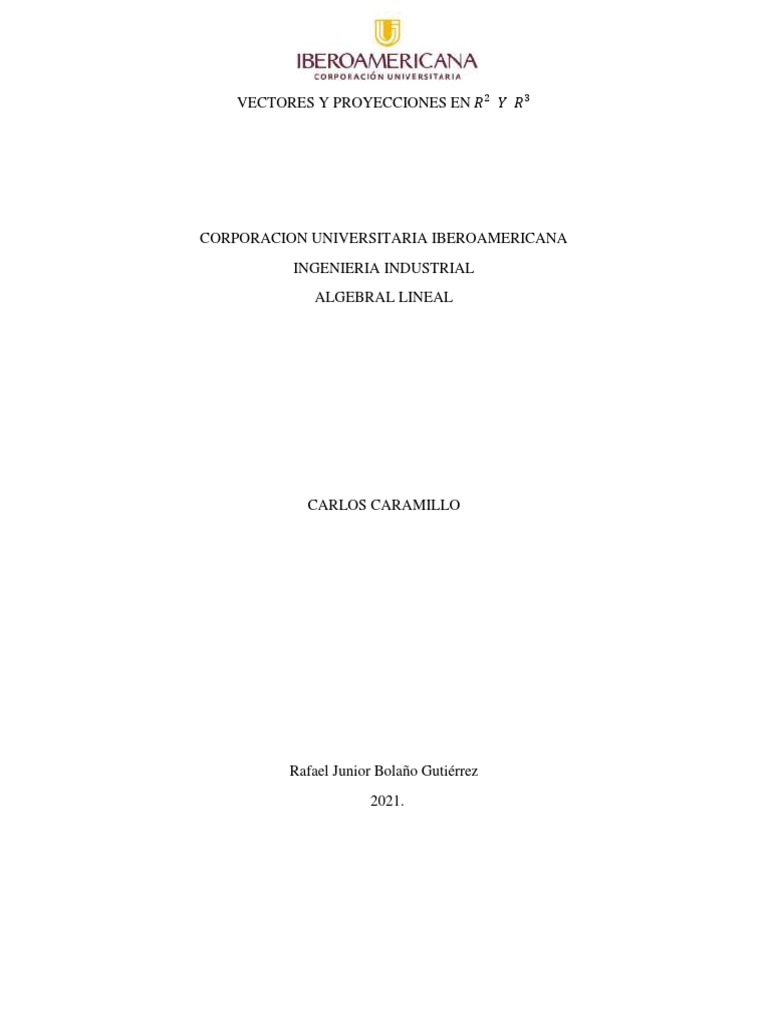 Vectores Y Proyecciones En R2 Y R3 Pdf
