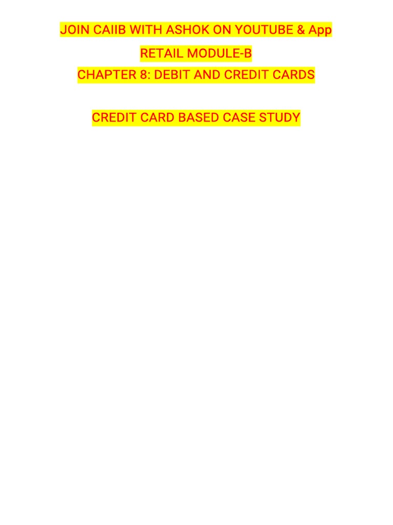 Caiib Retail Credit Card Case Study PDF