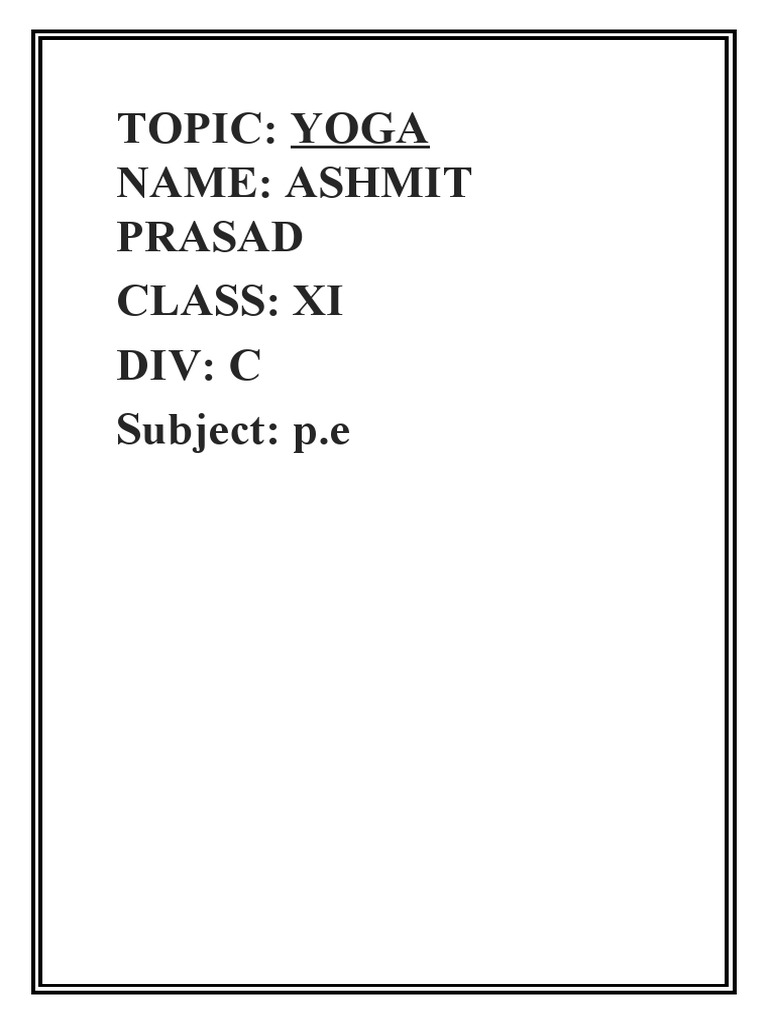 Yoga Class 12 Ivestigatory Projest PDF Meditation Asana