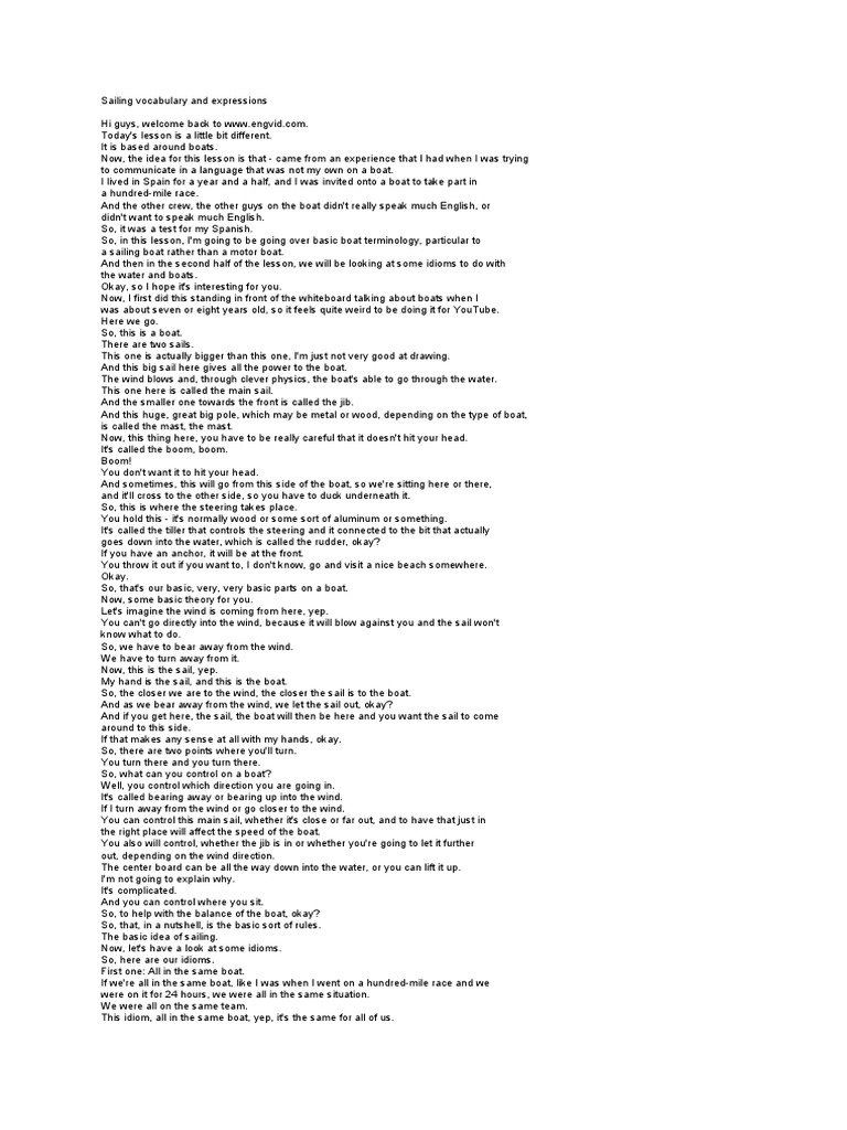 Sailing Vocabulary and Expressions PDF