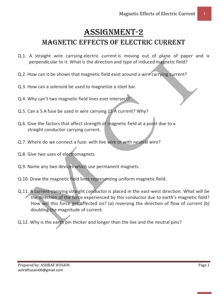 Assignment 2 | PDF | Magnetic Field | Electric Current