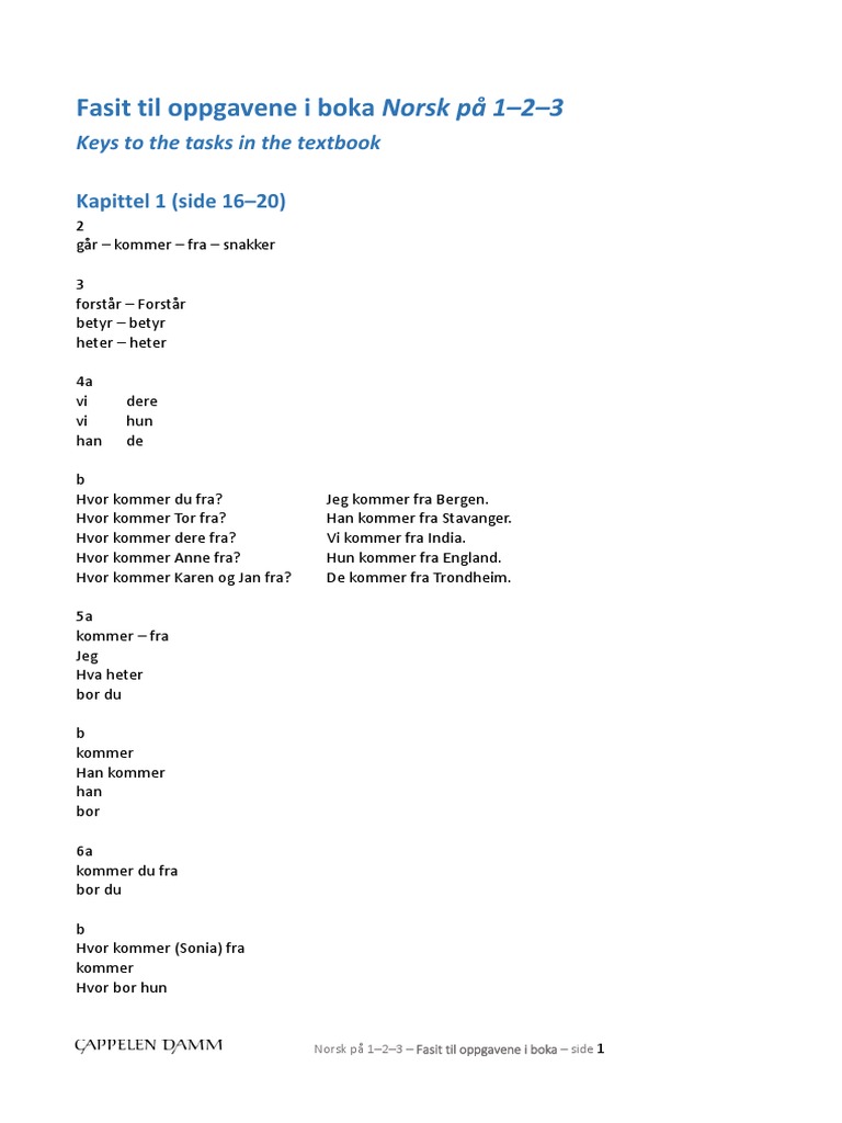 Fasit Til Oppgavene I Boka | PDF