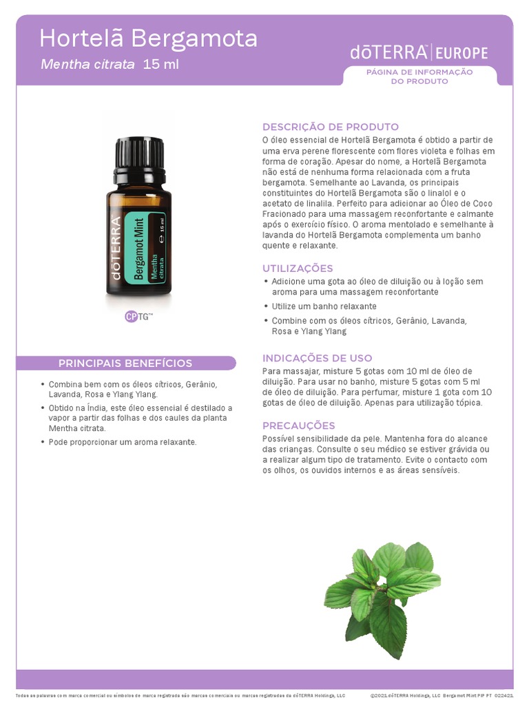 Bergamot Mint Oil | PDF | Lavandula