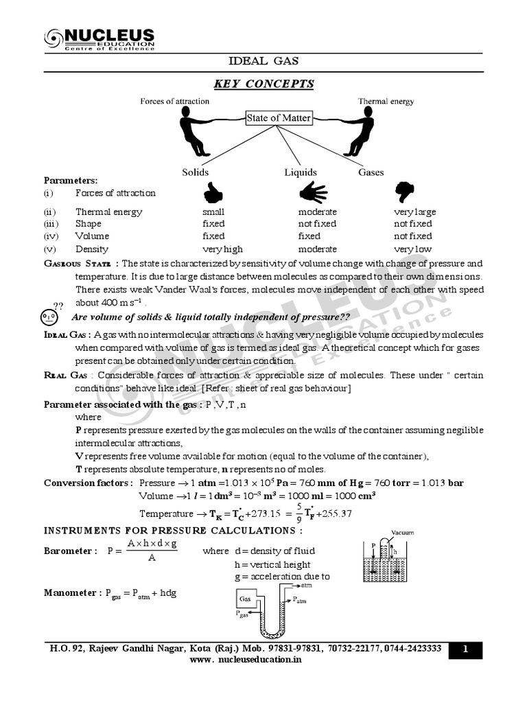 2.ideal Gas - Final | PDF | Gases | Phases Of Matter