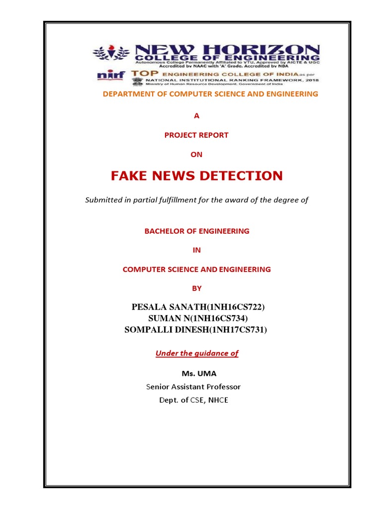 Fake News Detection - Report | PDF | Data Mining | Machine Learning