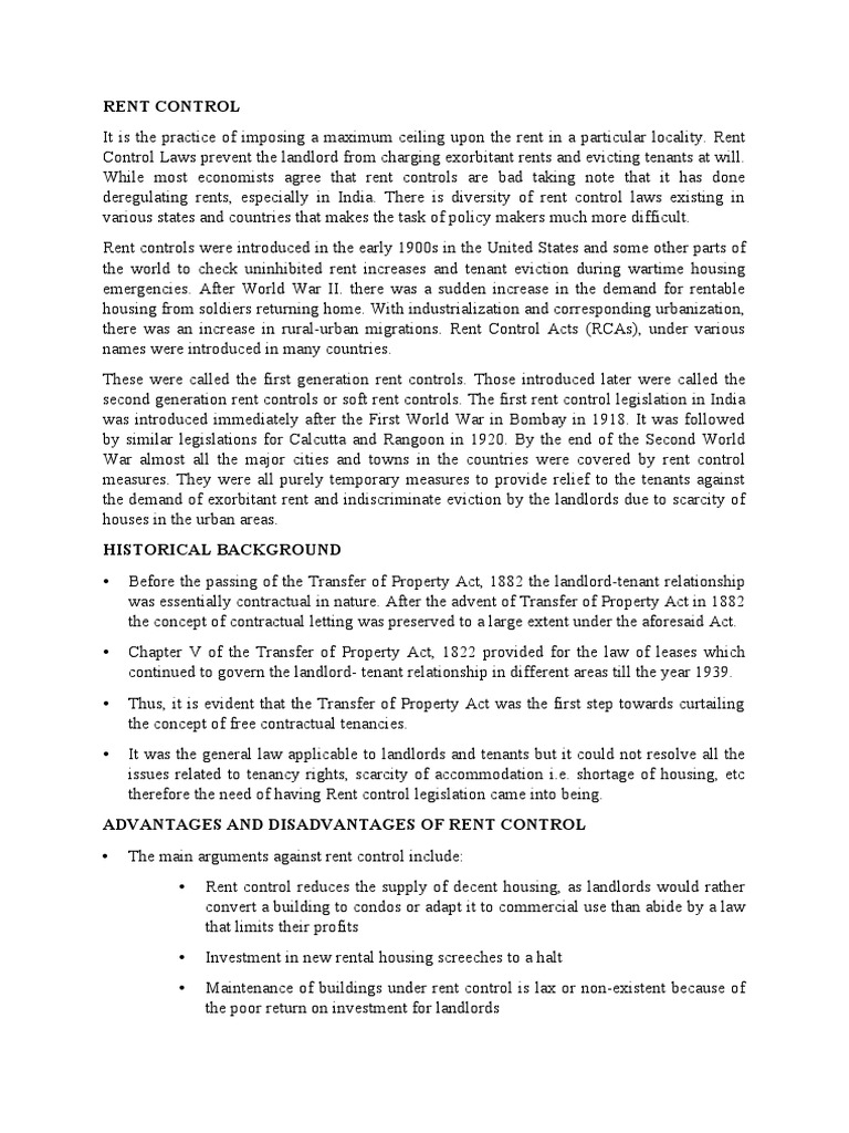 Module 5, 6 Rent Control Act PDF Leasehold Estate Landlord