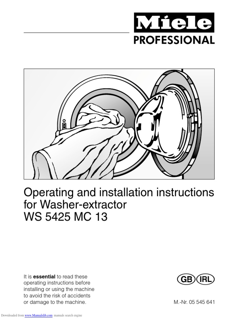 WS 5425 MC 13 Washer-Extractor Manual | PDF | Washing Machine | Recycling