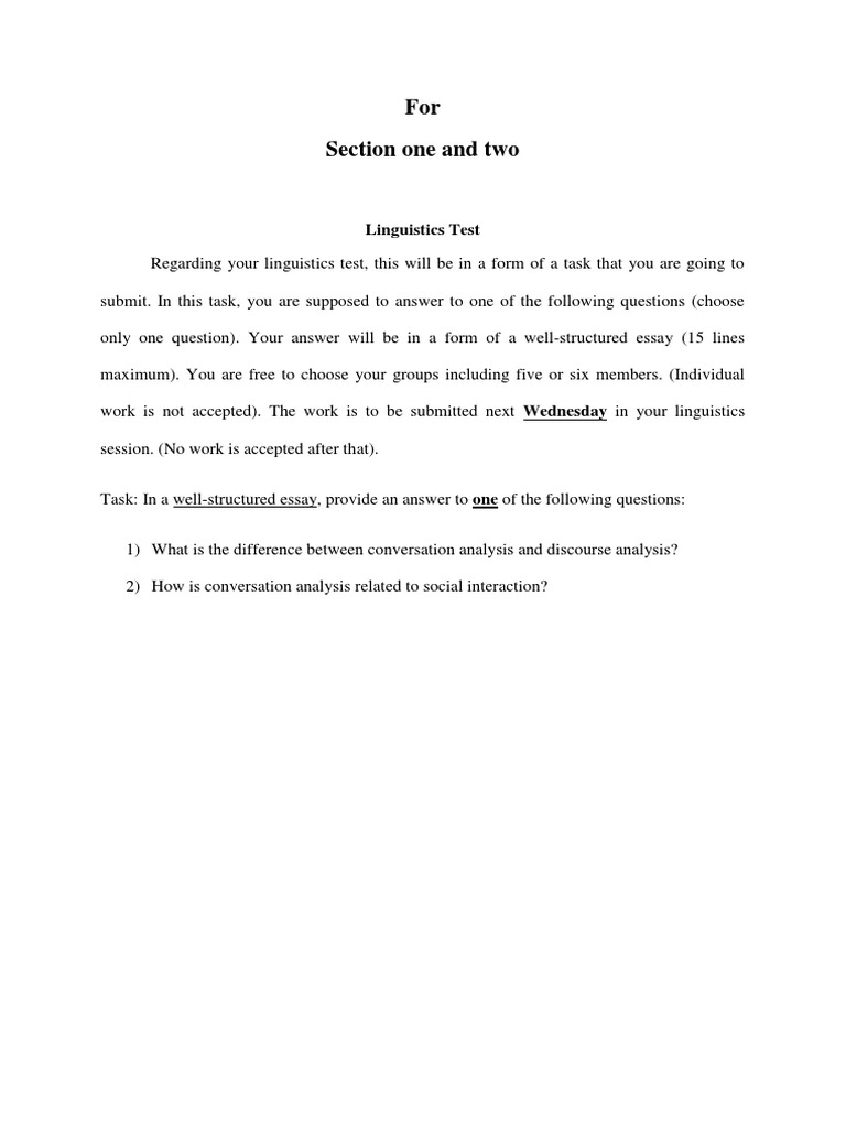 Linguistics Test Pdf