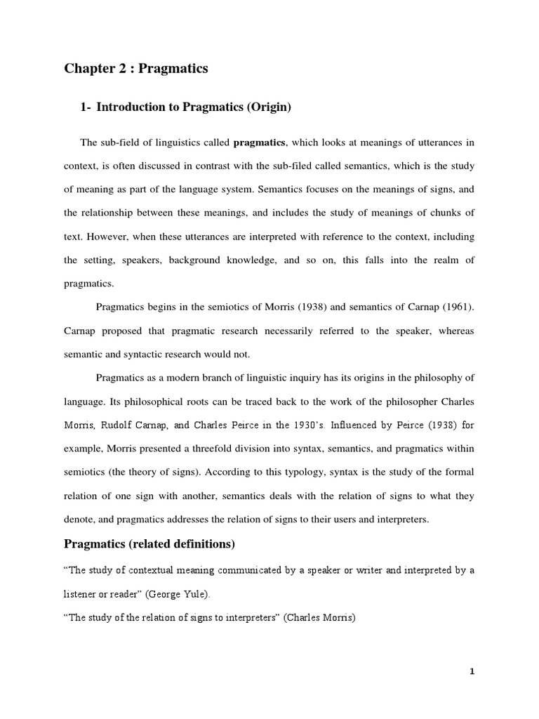 Chapter 2. Pragmatics | PDF | Semiotics | Linguistics