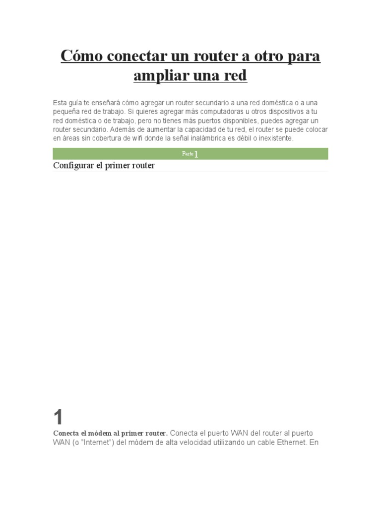Conectar dos routers para ampliar red | PDF | Enrutador (Computación ...