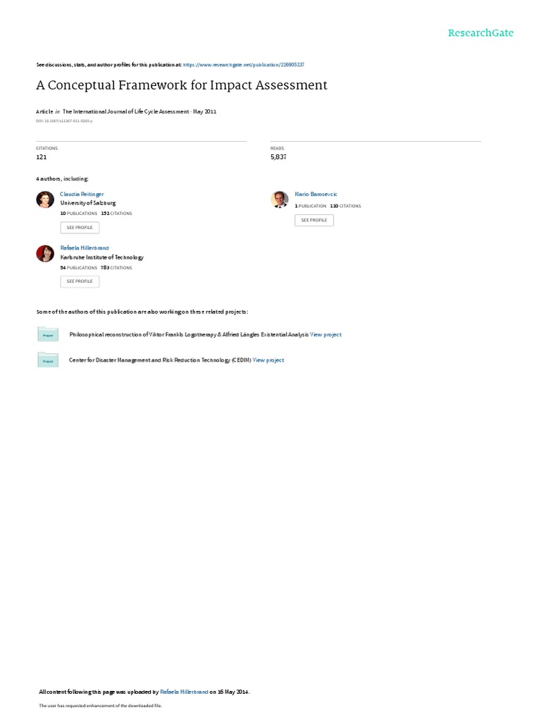 A Conceptual Framework For Impact Assessment Pdf Life Cycle