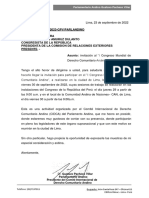 27.09 OFICIO #266, Parlamentario Andino Gustavo Pacheco, Invitación