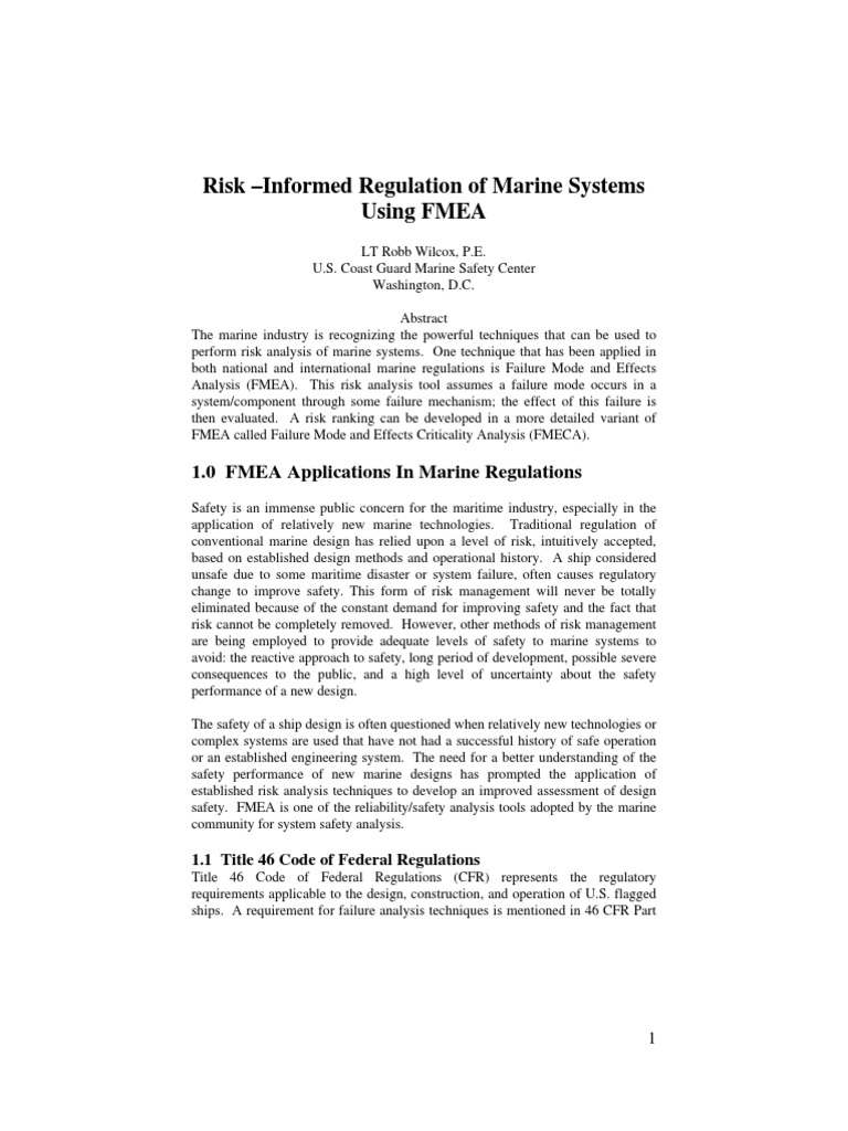FMEA Coast Guard | PDF | Risk Management | Risk