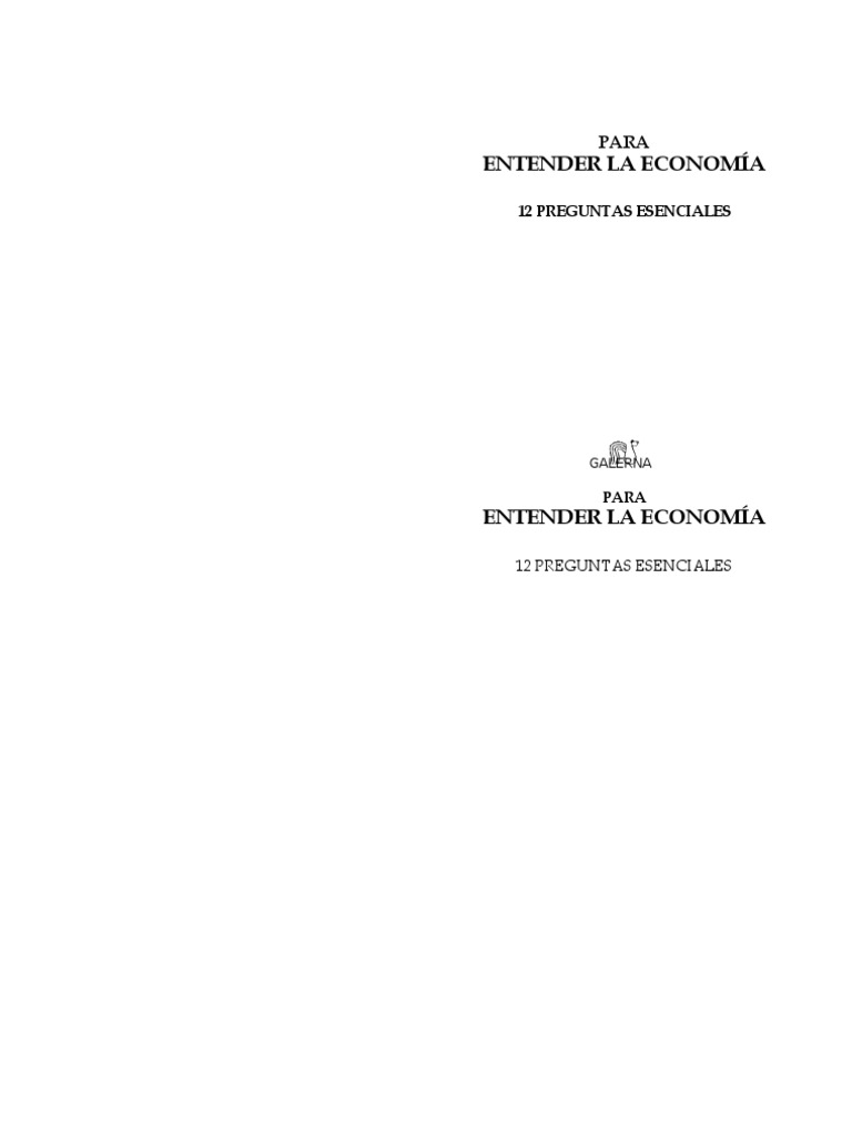 Para Entender La Economía 12 Preguntas Esenciales | PDF | Ciencias ...