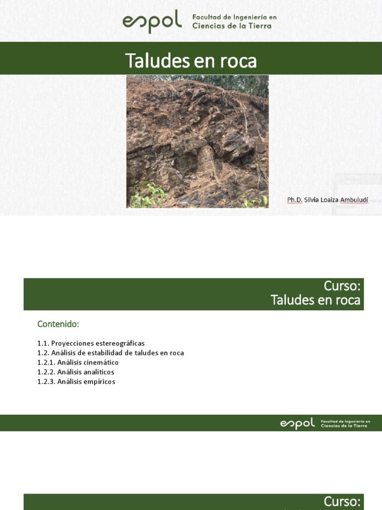 Análisis y Diseño de Taludes en Roca | PDF | Física Aplicada e ...