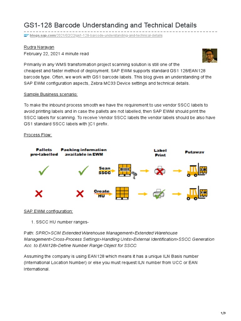 SSCC-GS1-128 Barcode Understanding and Technical Details | PDF ...