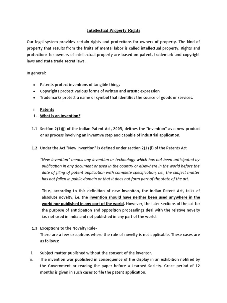 Protecting Intellectual Property An Overview Of Patent Copyright